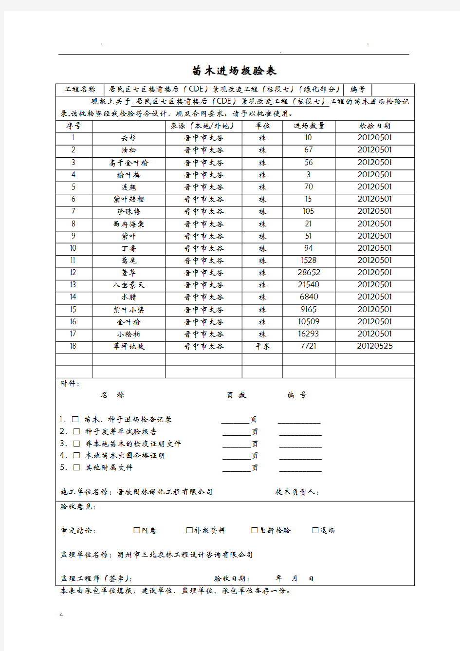 景观工程资料表