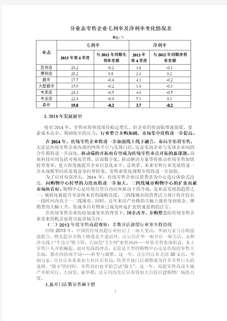 2013年中国零售业发展情况(完整版)