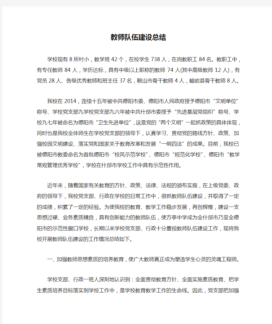 教师队伍建设总结