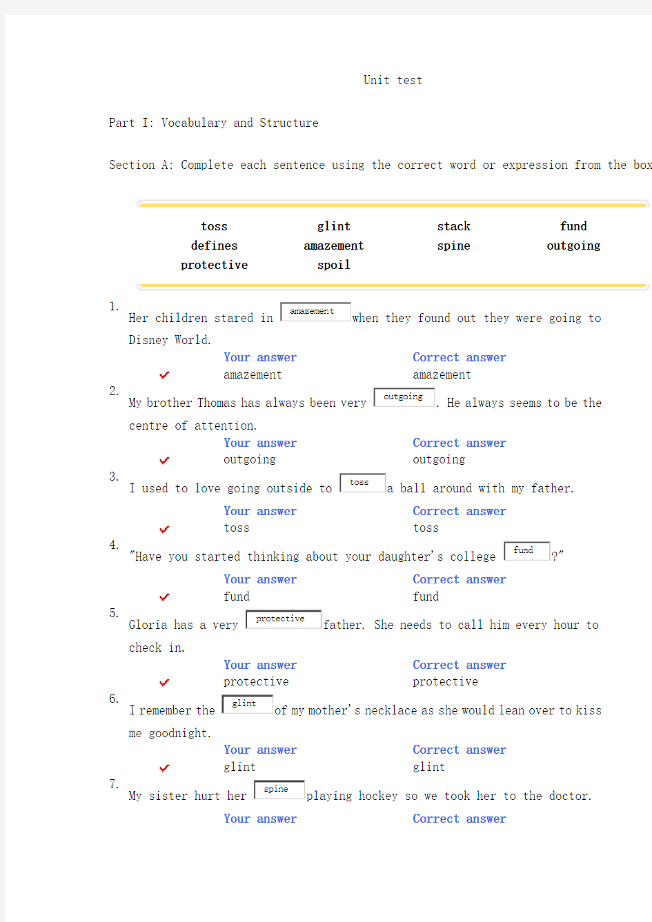 Unit Test 7 答案