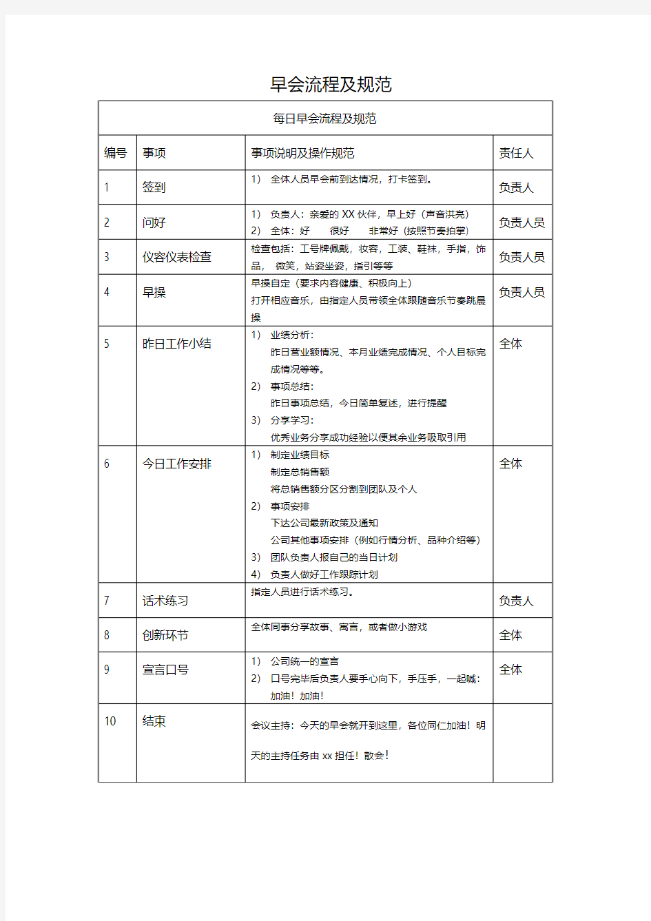 早会流程及规范