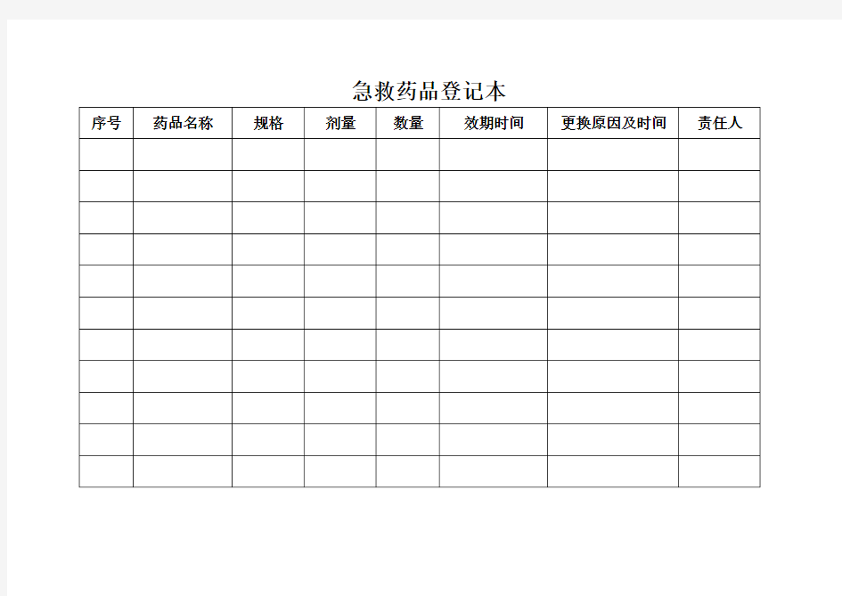 急救药品登记本