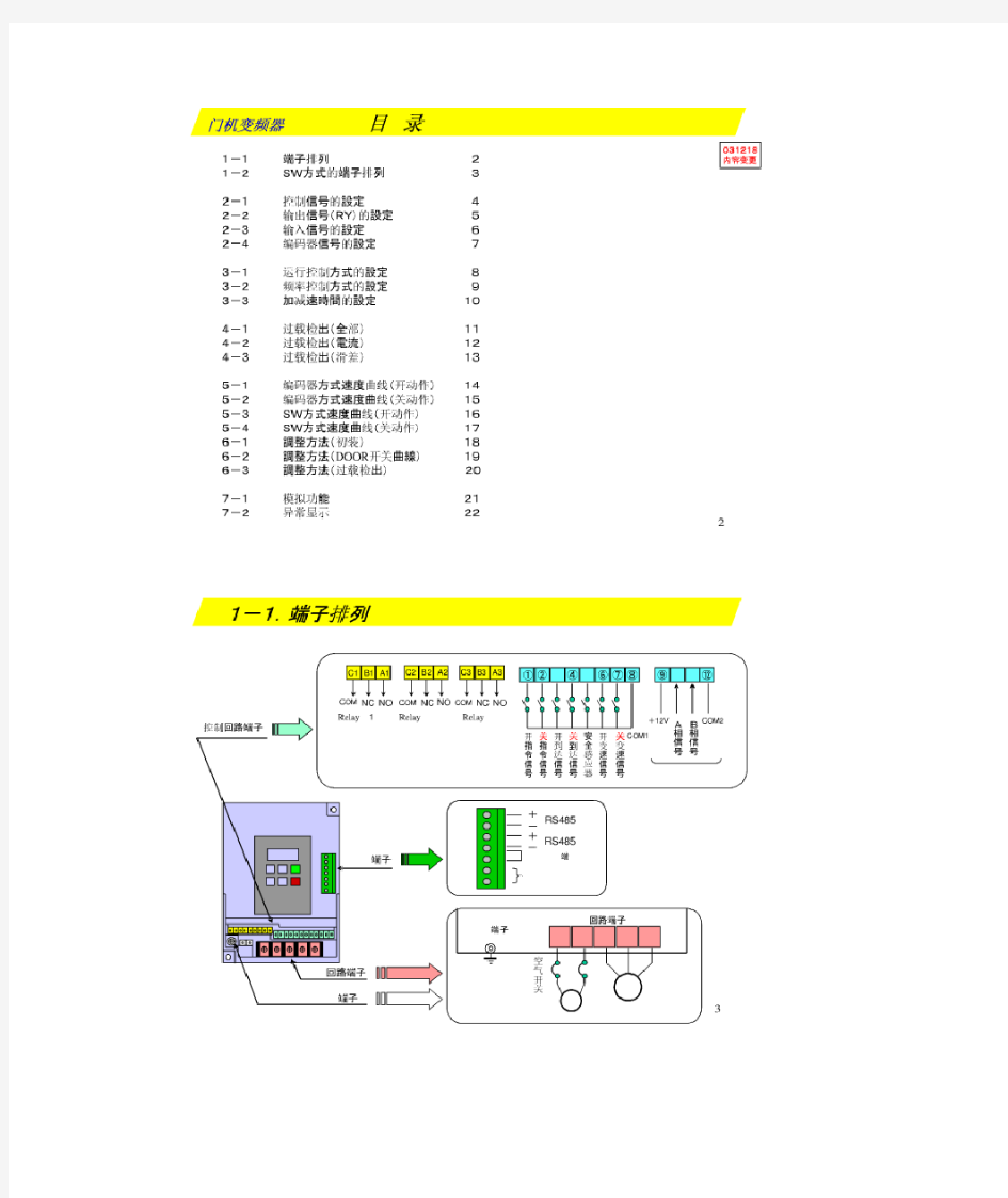 松下门机变频器调试资料