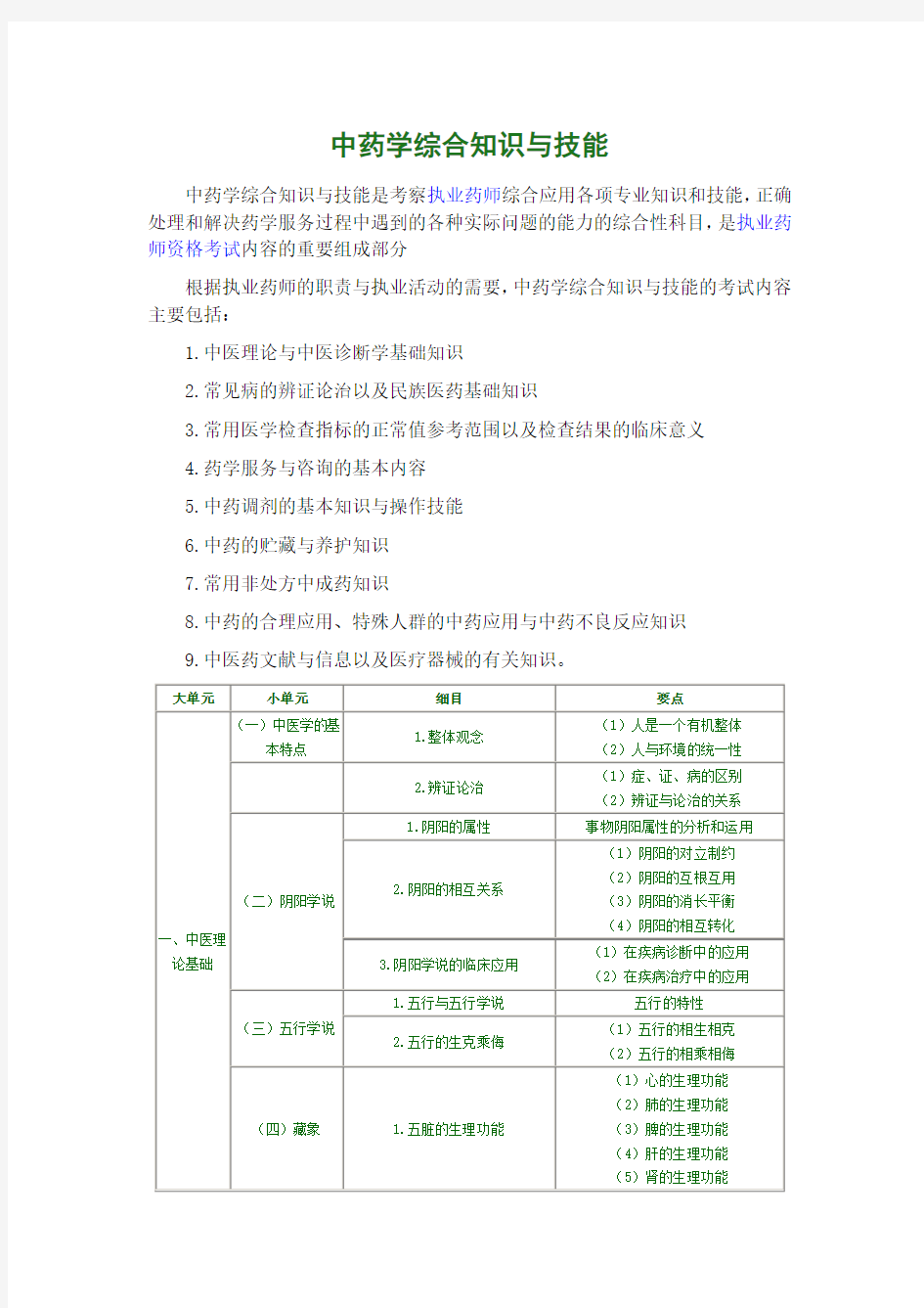 中药学综合知识与技能