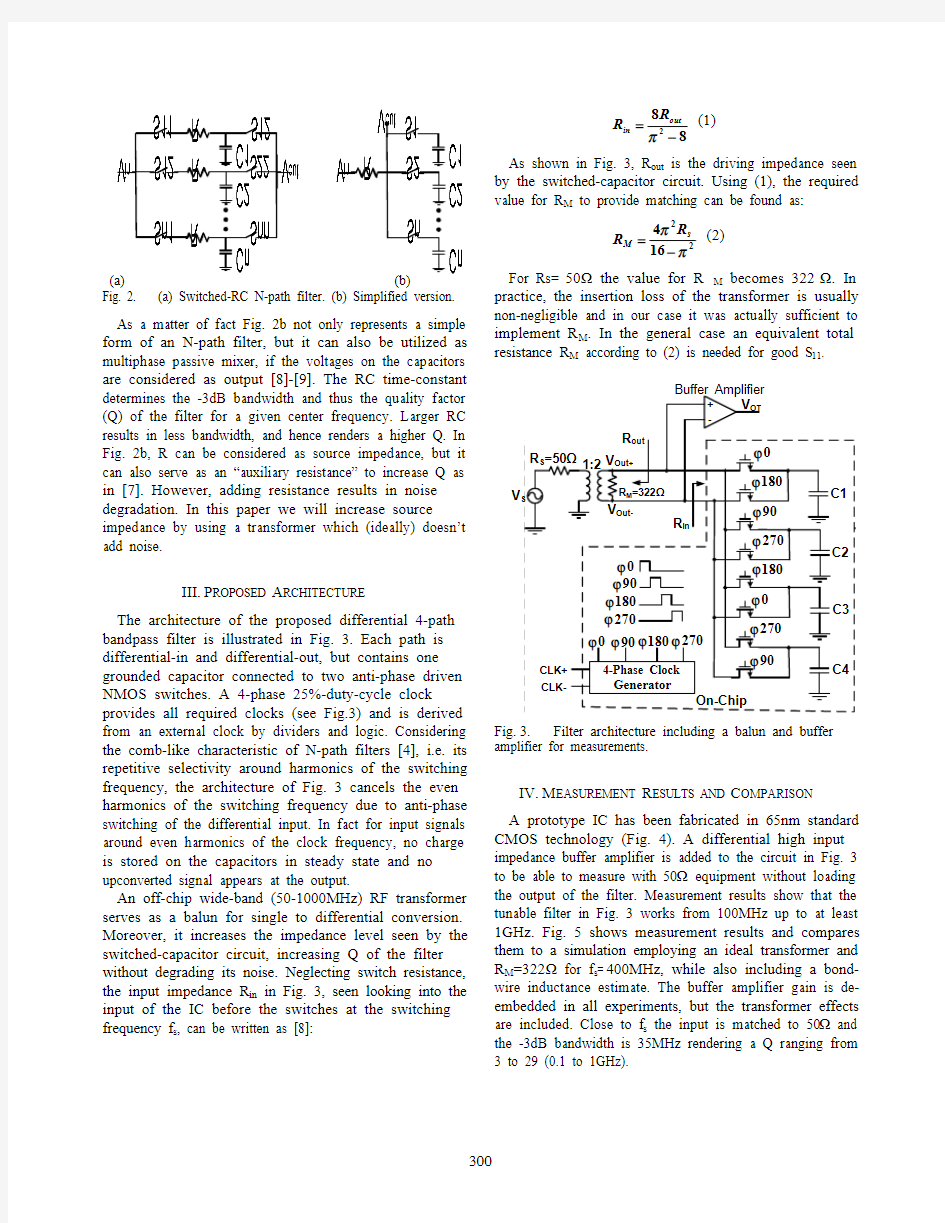 A differential 4-path highly linear widely tunable on-chip band-pass filter