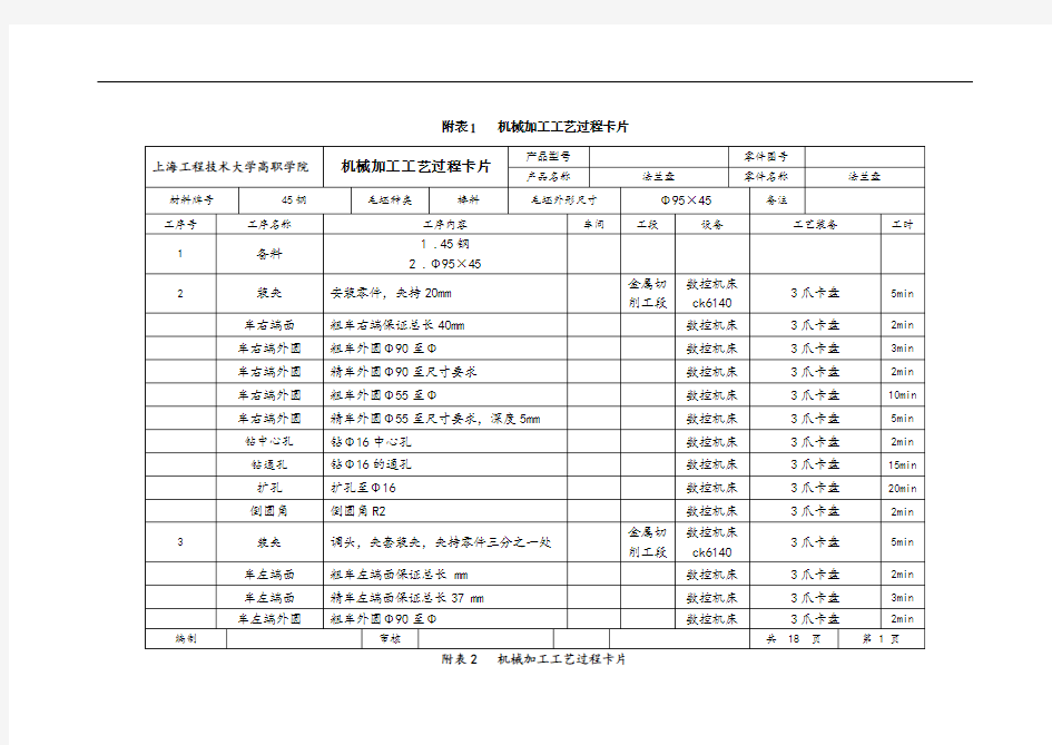 法兰盘的工艺设计与数控加工工艺卡