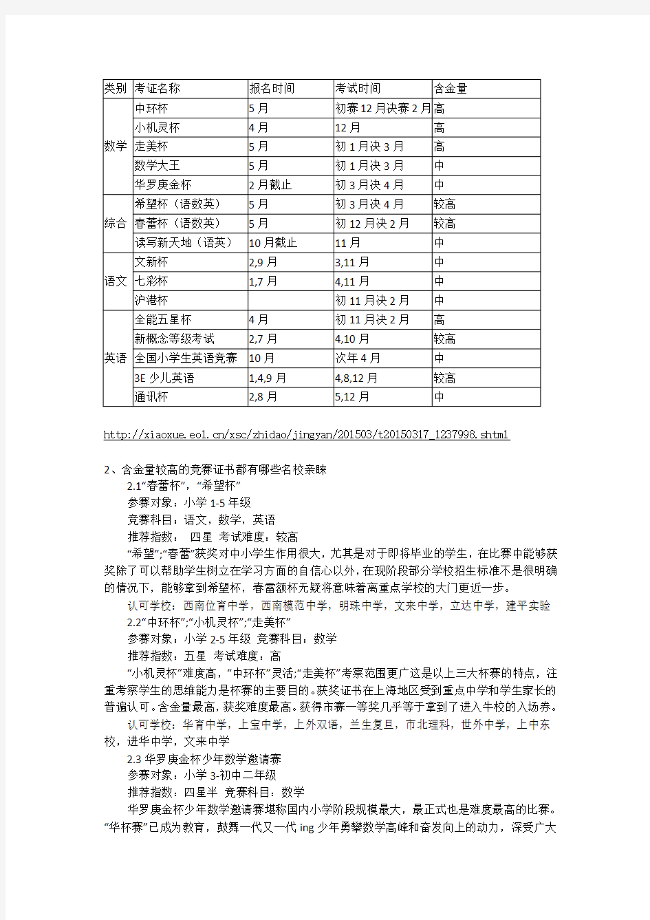 竞赛类型