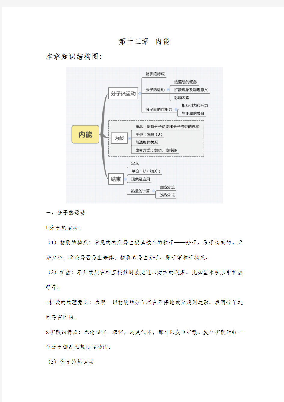 人教版九年级物理各章节知识点总结