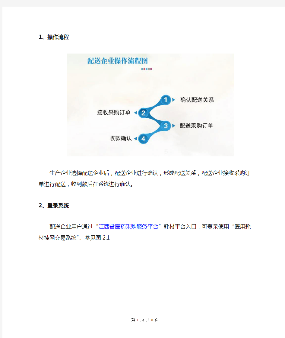 江西省医用耗材挂网交易系统配送企业操作指南江西省医药采购服务中心【模板】