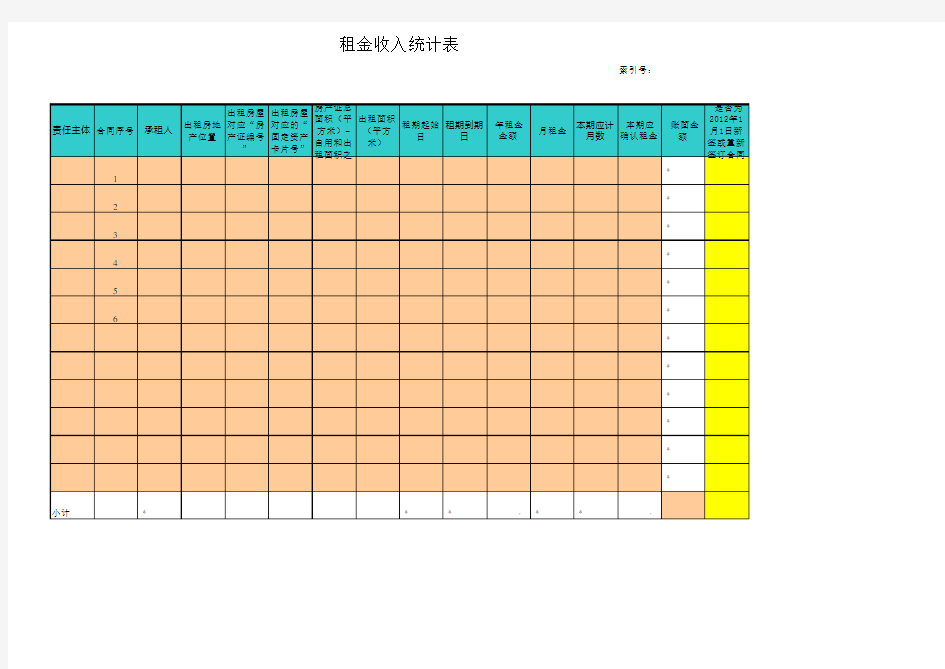 租金收入统计表