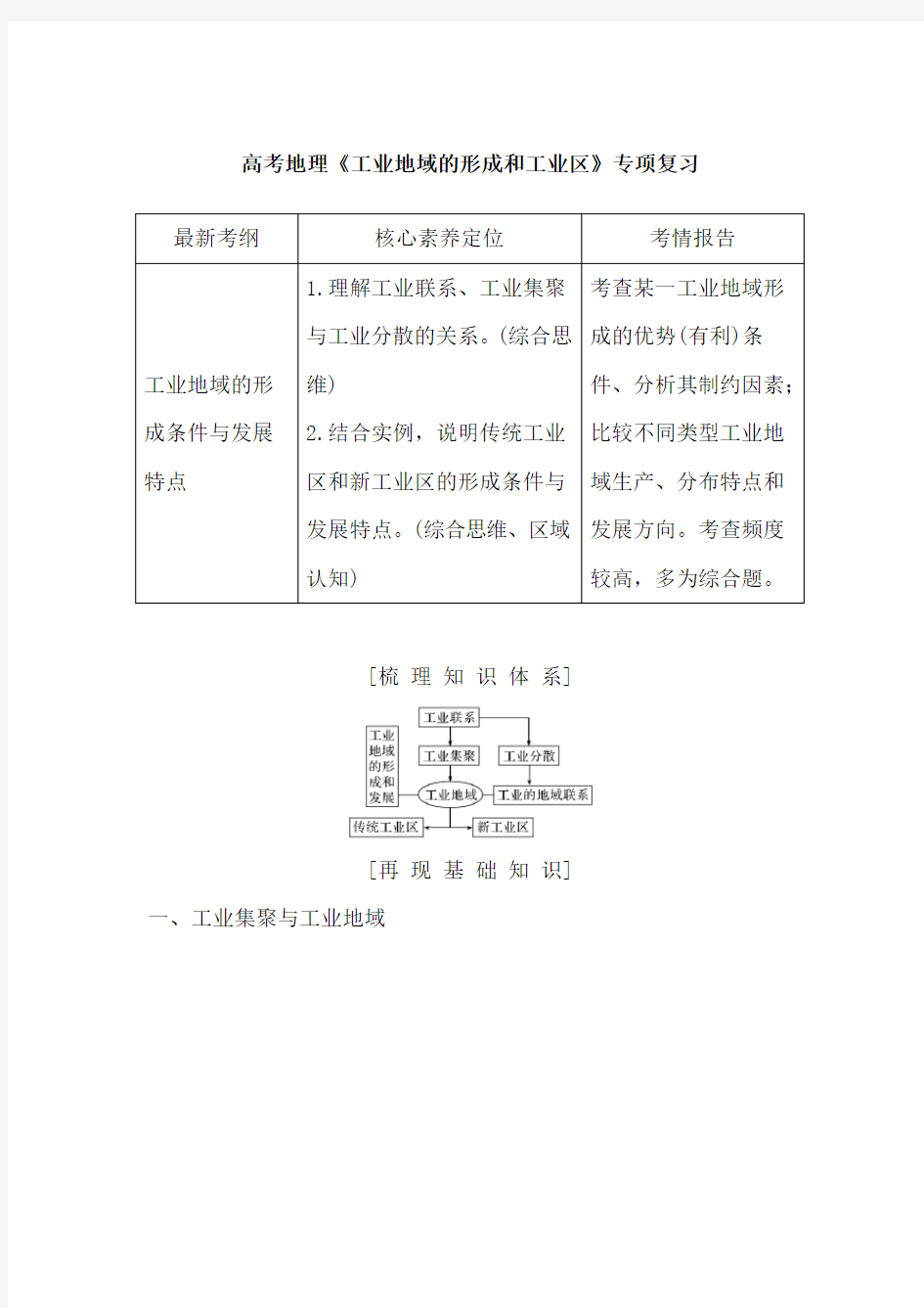 高考地理《工业地域的形成与工业区》专项复习