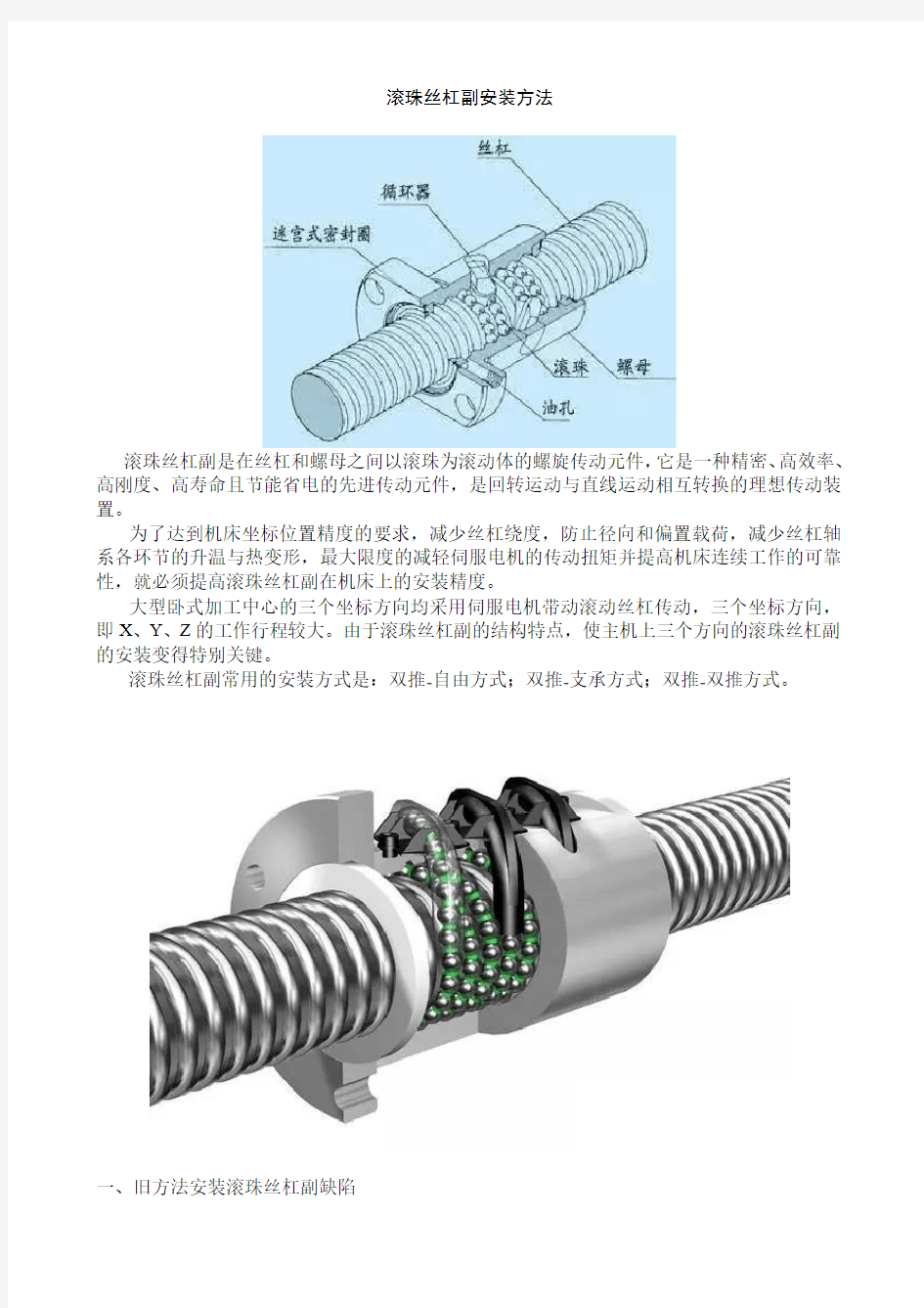 滚珠丝杠副安装方法