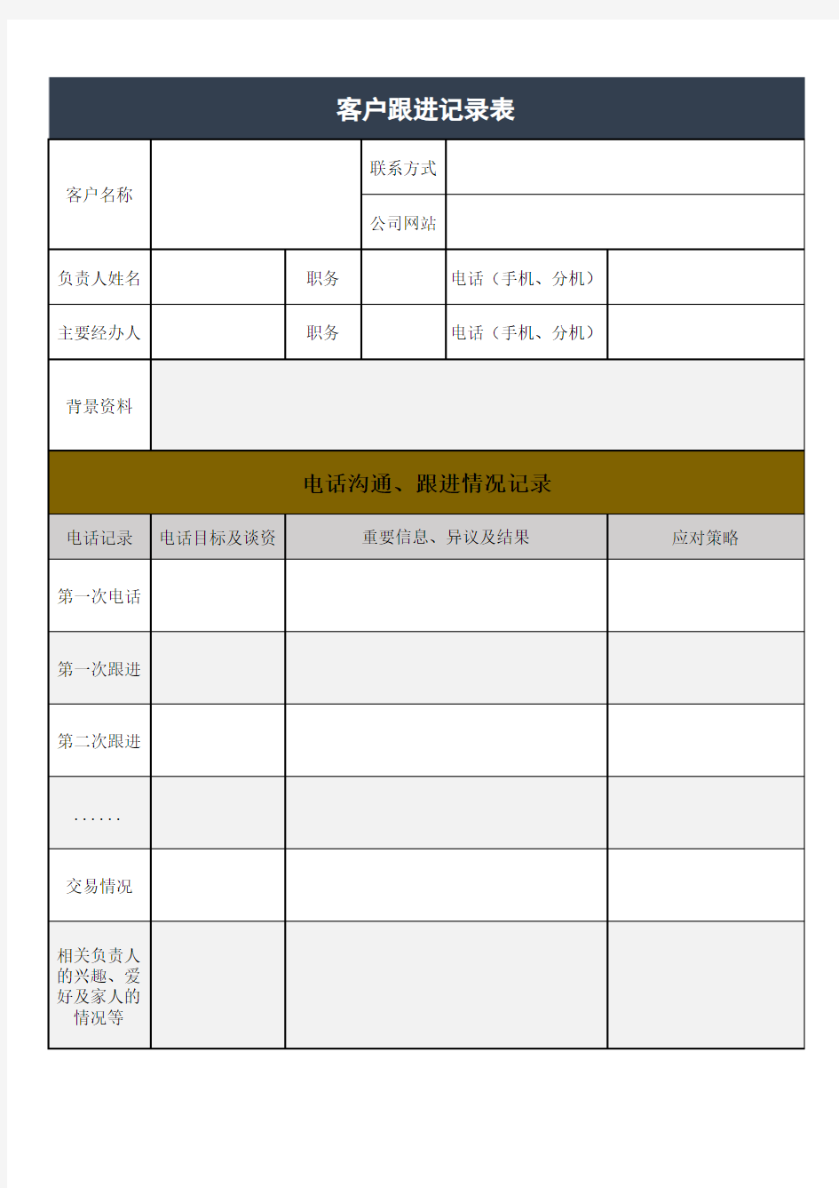 客户跟进记录表