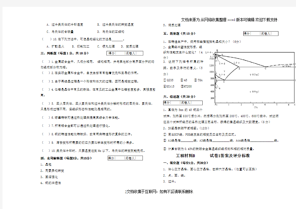 工程材料复习题含答案