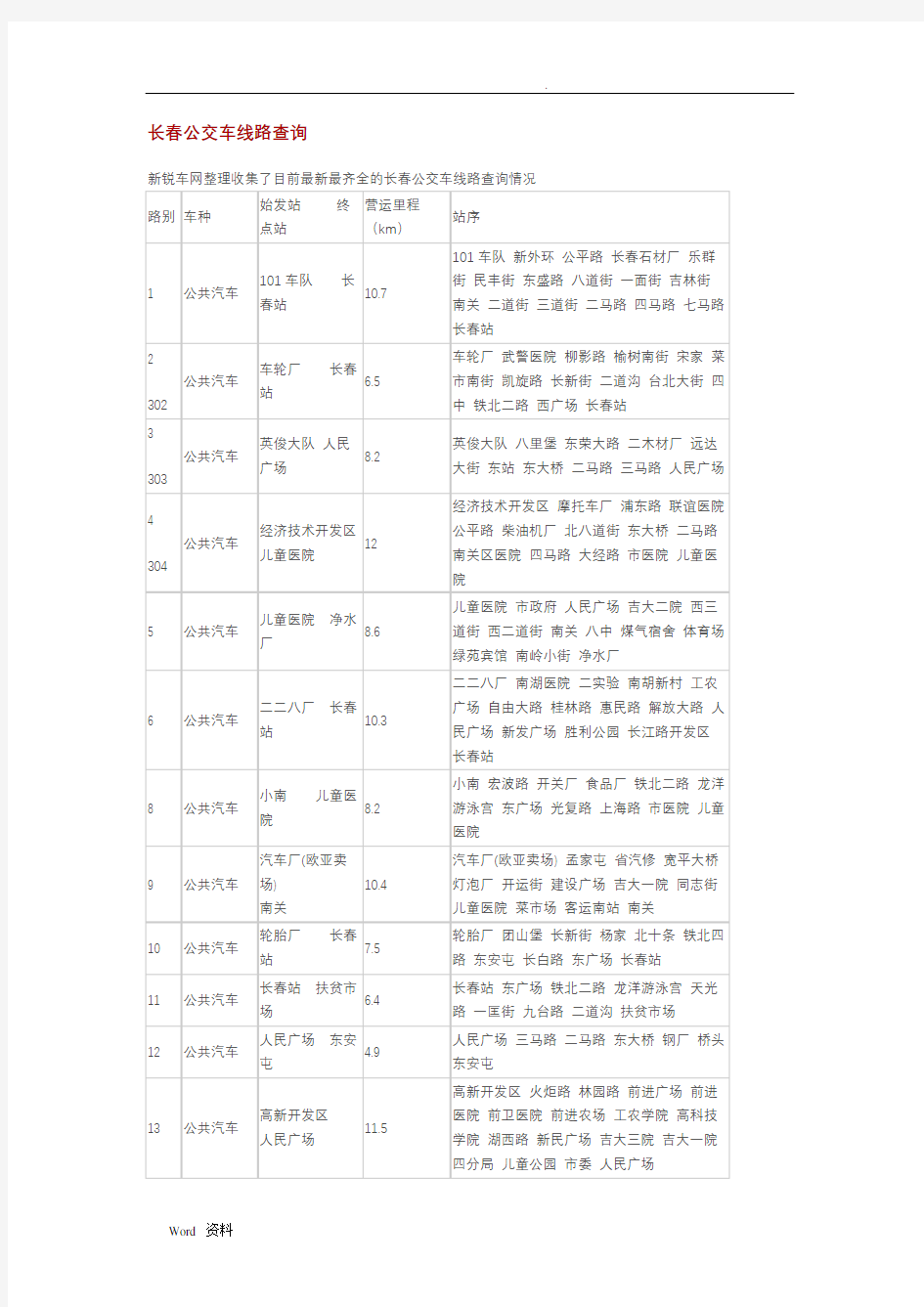 长春公交车线路查询