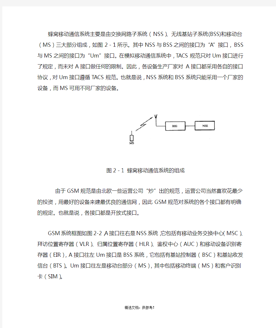 蜂窝移动通信系统组成