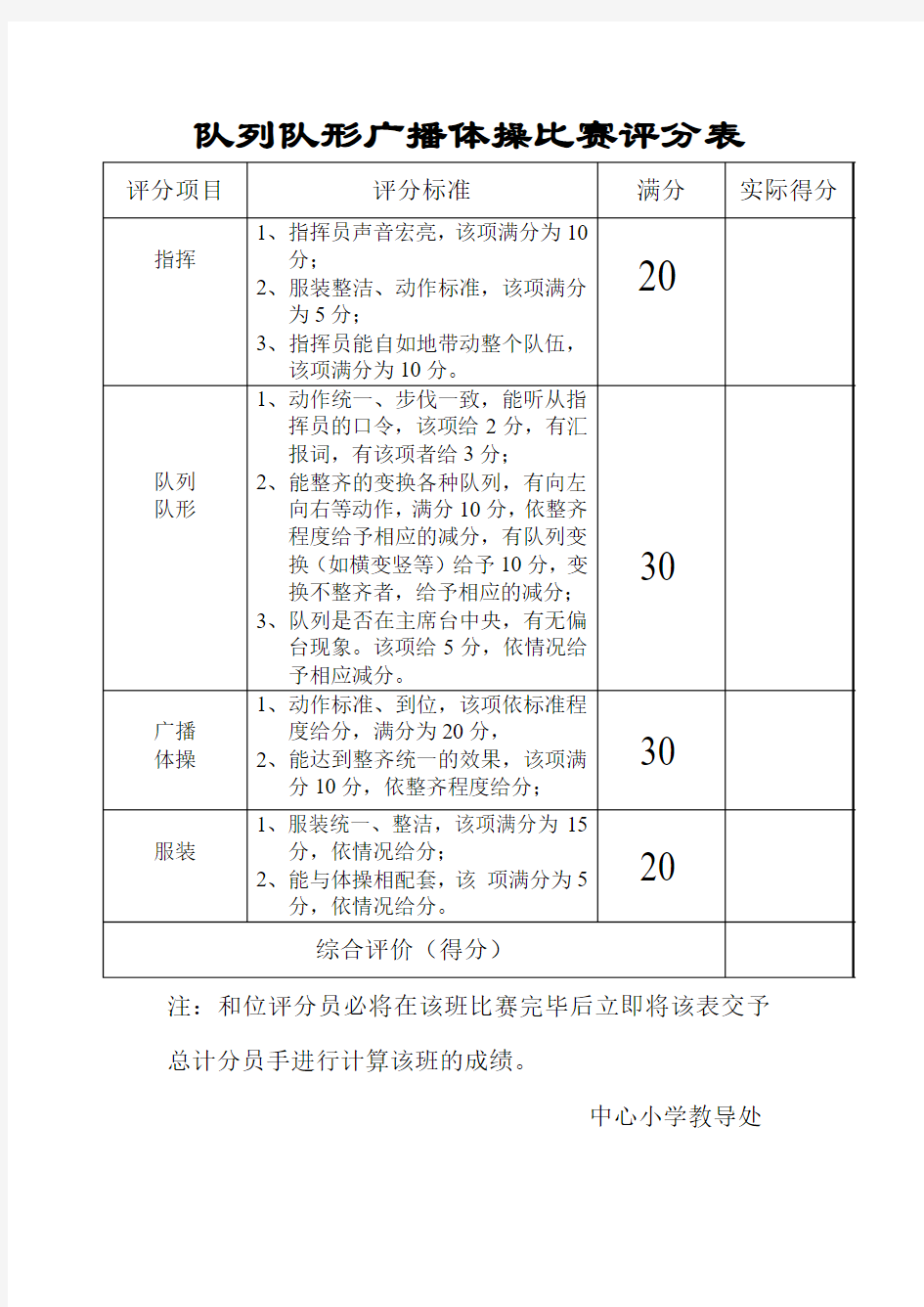 队列队形广播体操比赛评分表 (2)