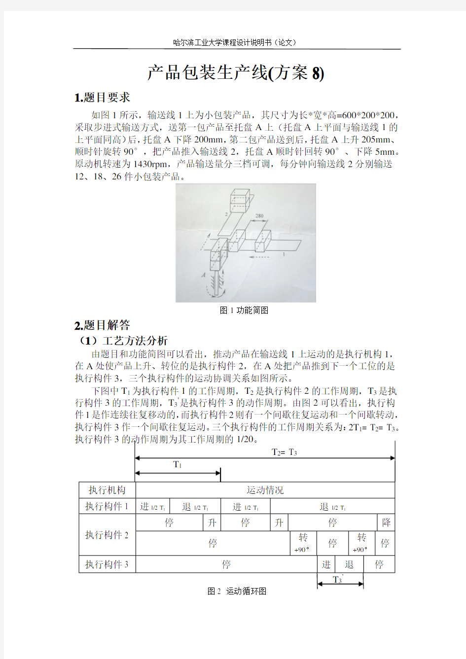 哈工大机械原理课程设计—产品包装线设计(方案8)