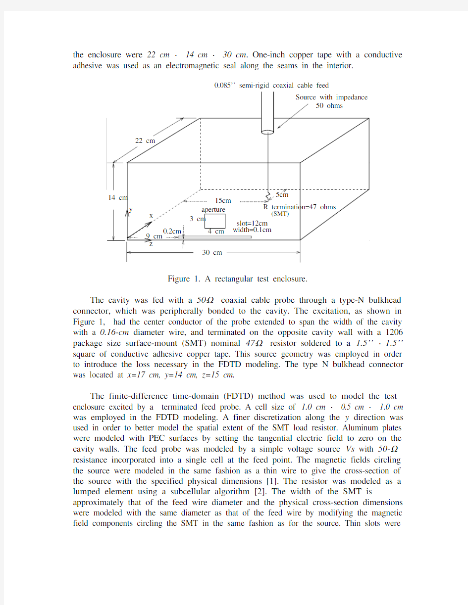 EMI from Shielding Enclosures—FDTD Modeling