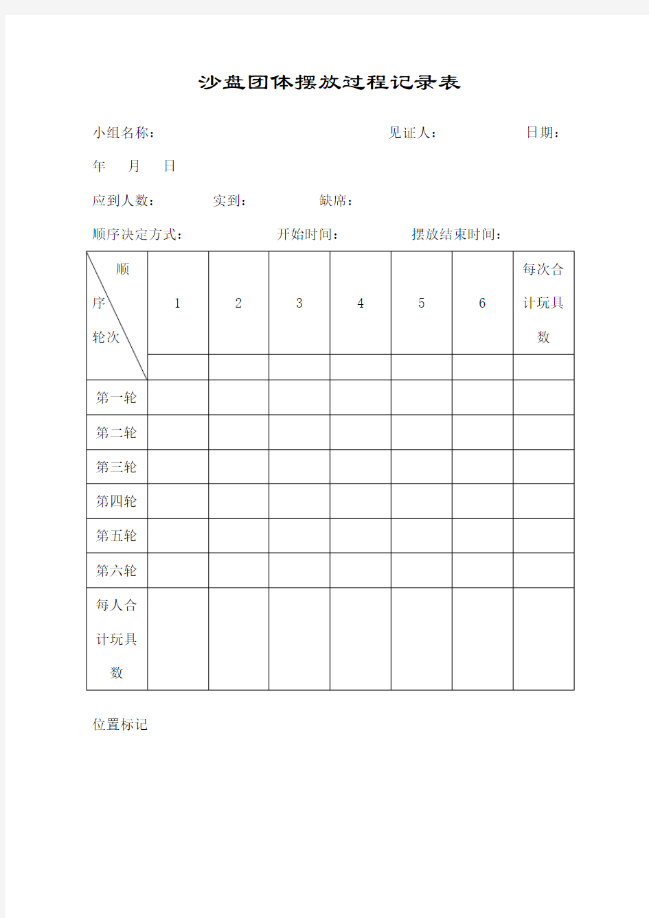 沙盘团体摆放过程记录表沙盘团体讨论过程记录表