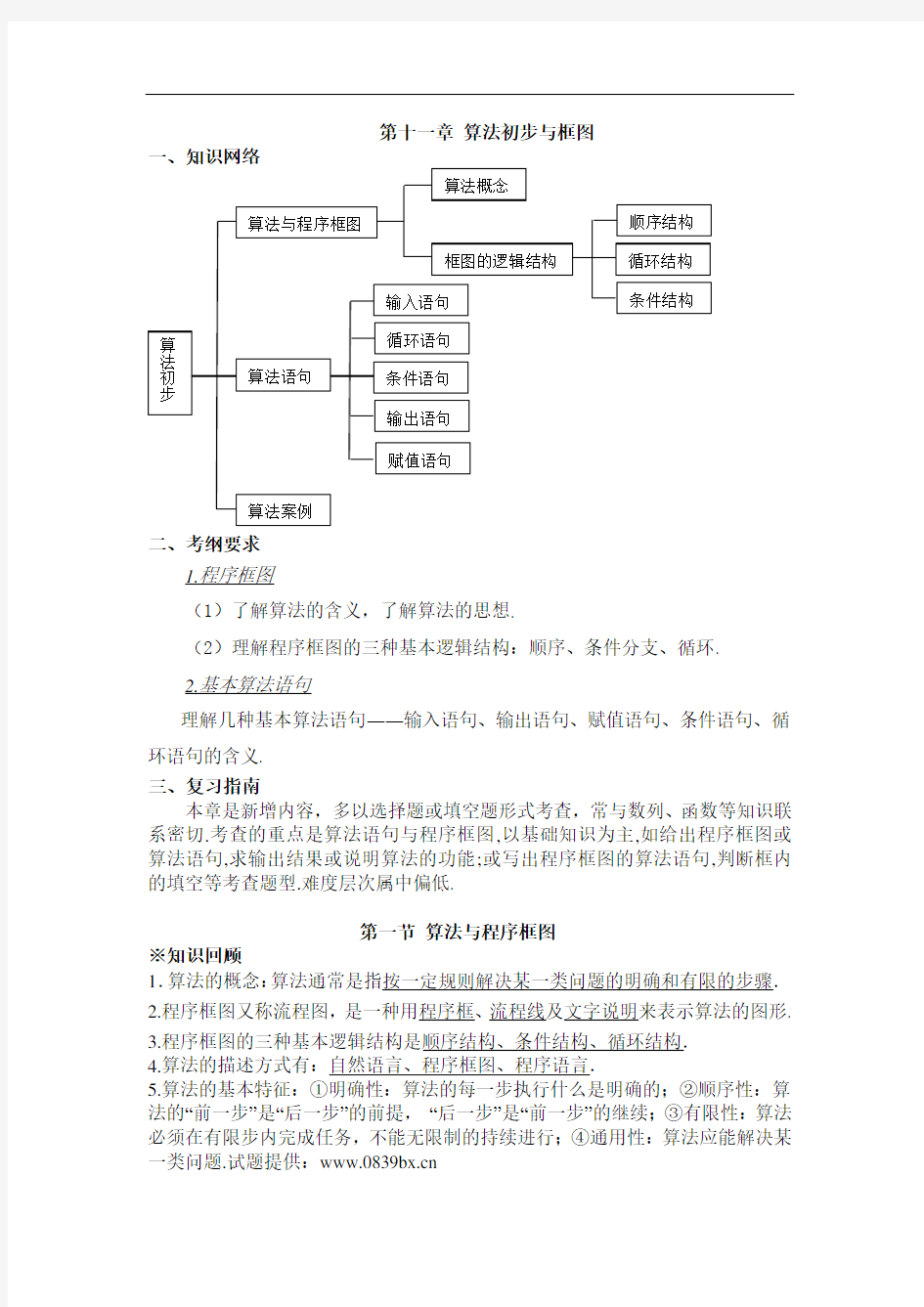 第十一章算法初步与框图1(教师用)解析