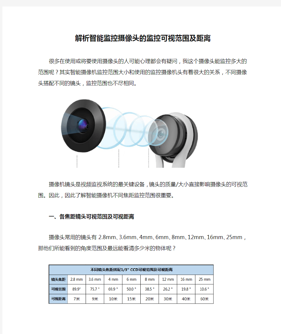 解析智能监控摄像头的监控可视范围及距离