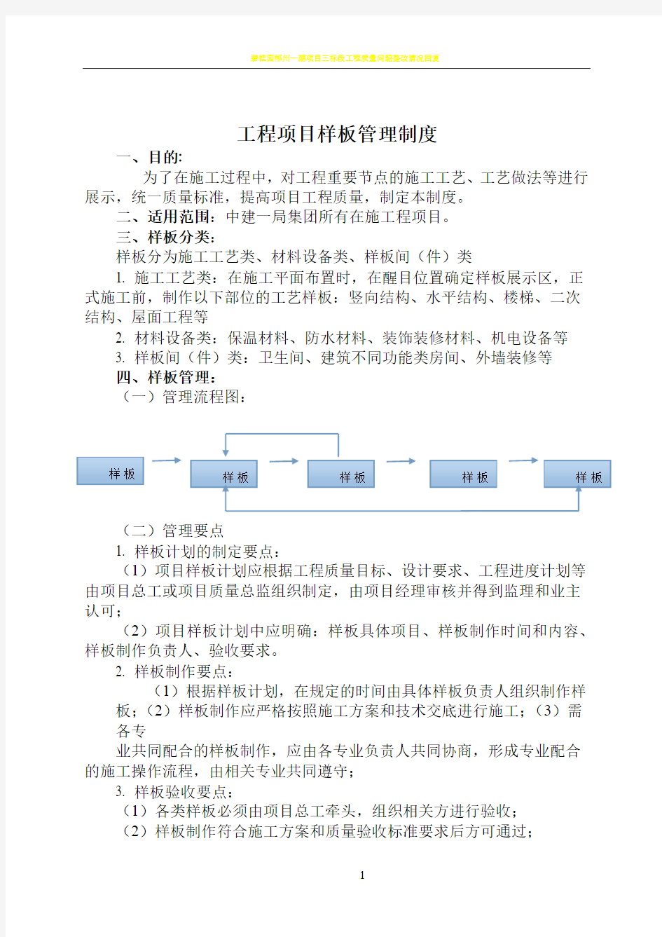 工程项目样板管理制度