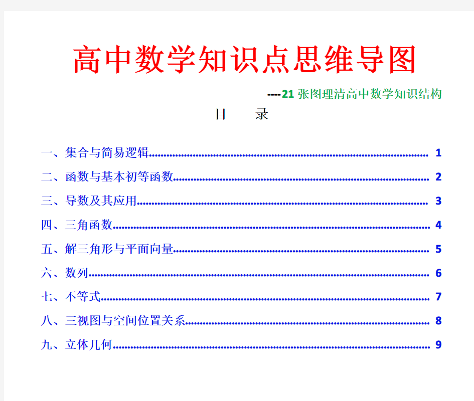 高中数学知识点思维导图--21张图梳理高中数学知识结构