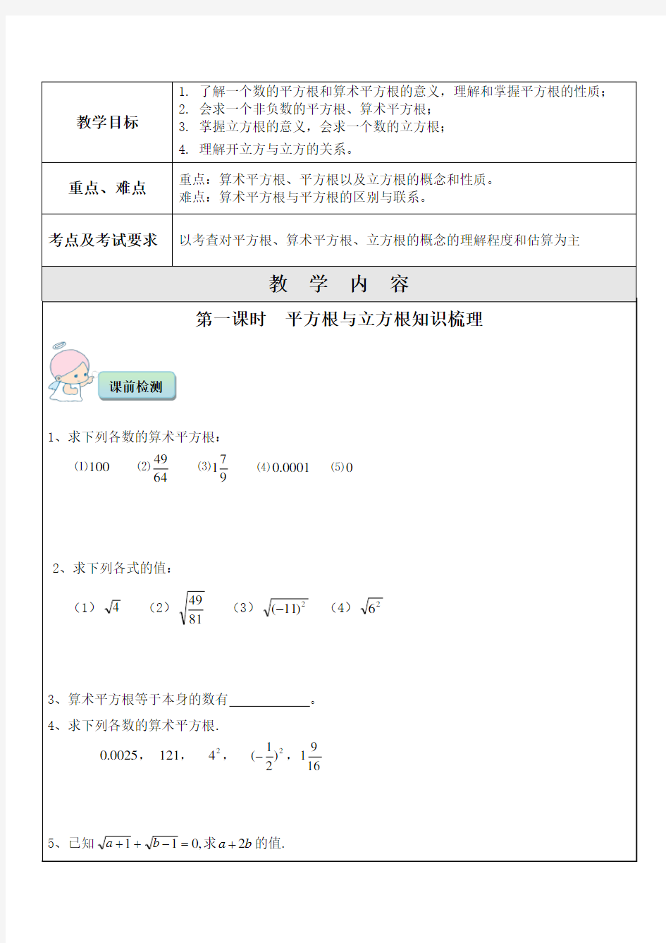 (完整版)平方根与立方根一对一辅导讲义