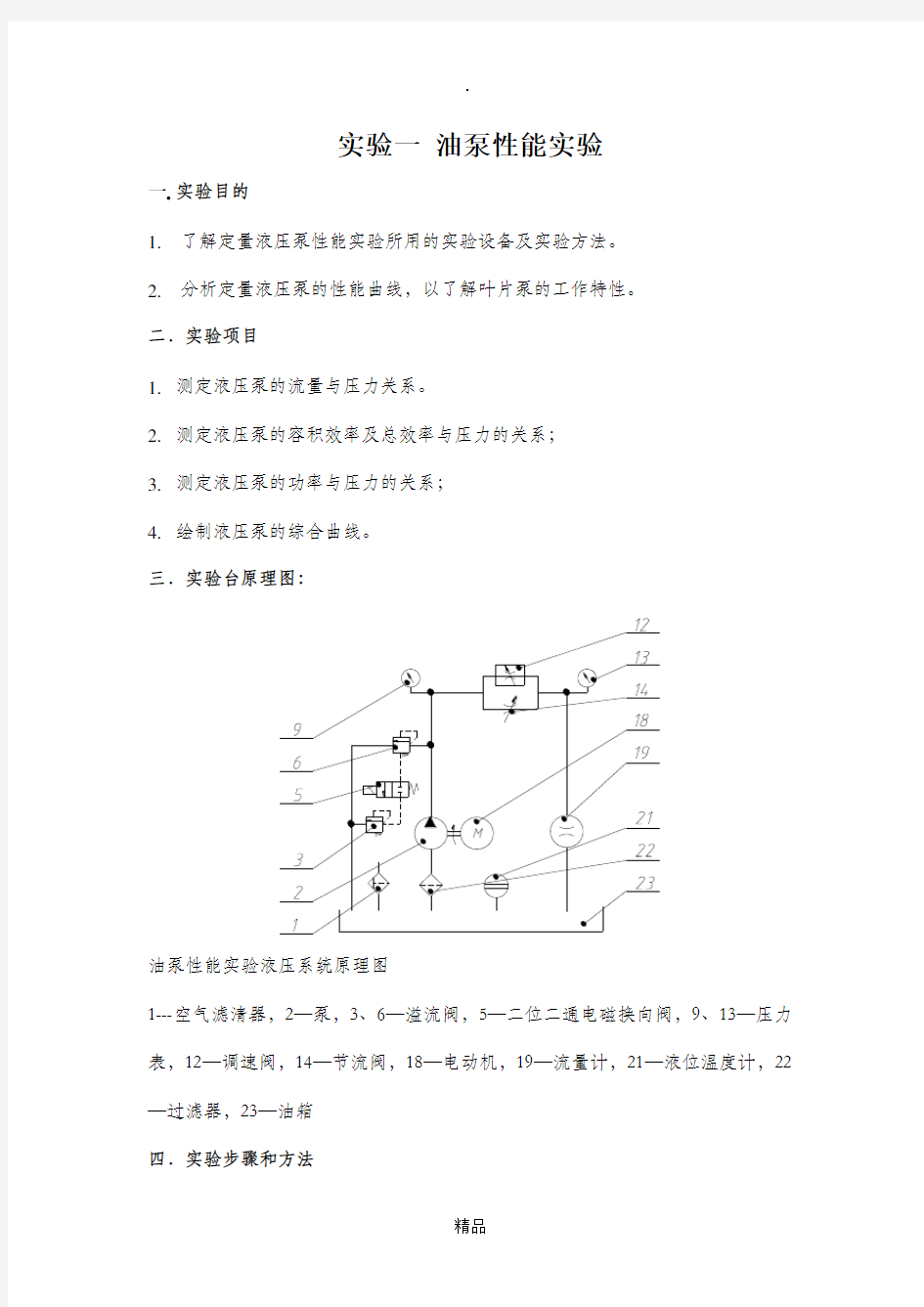 实验一油泵性能实验