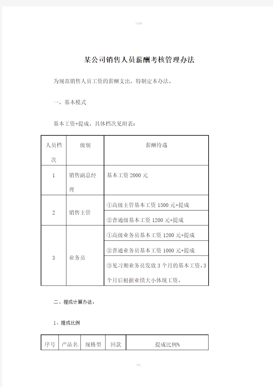 《某it公司销售人员薪酬考核管理办法》