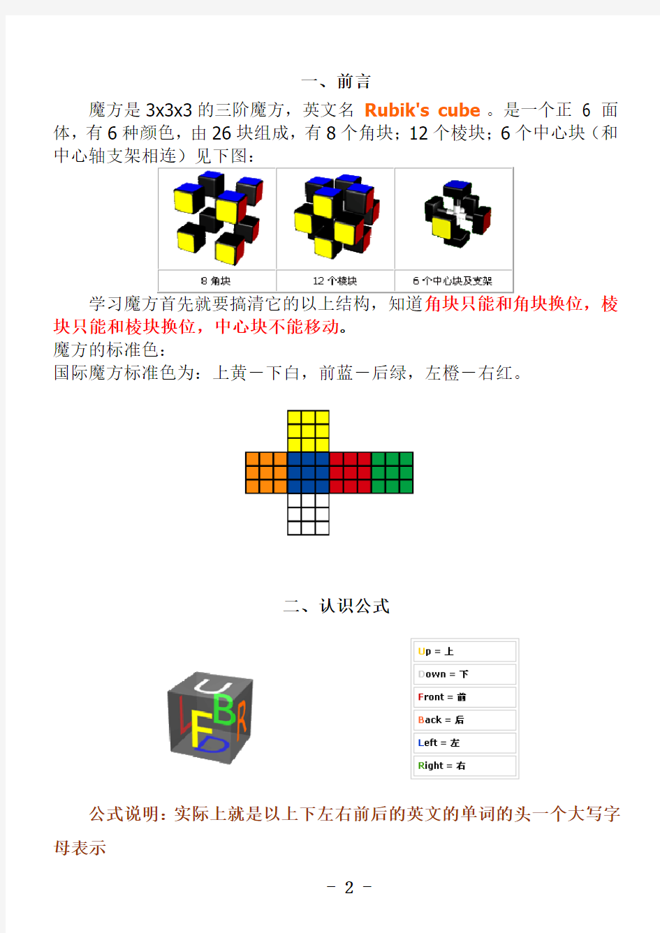 三阶魔方公式口诀图解(新手快速入门)