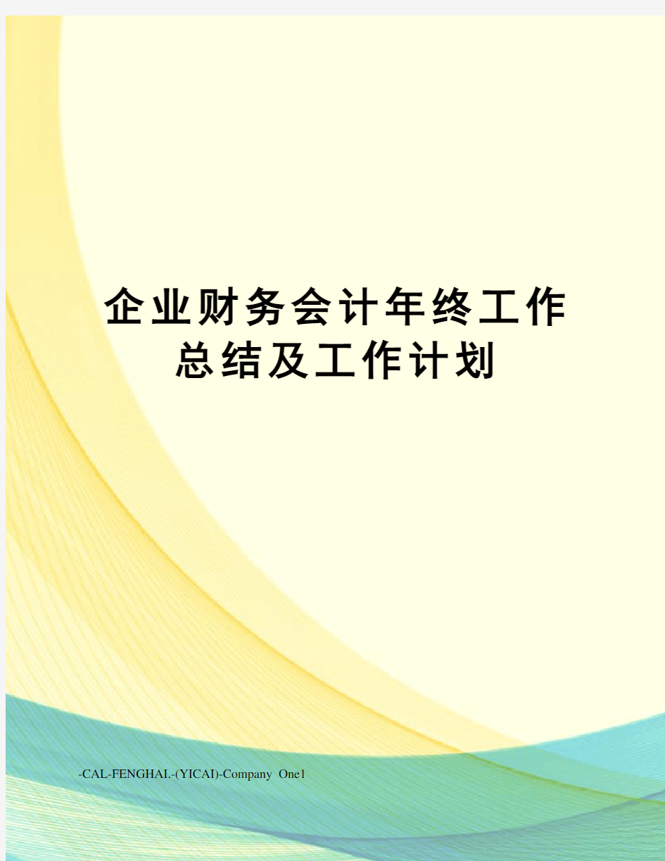 企业财务会计年终工作总结及工作计划