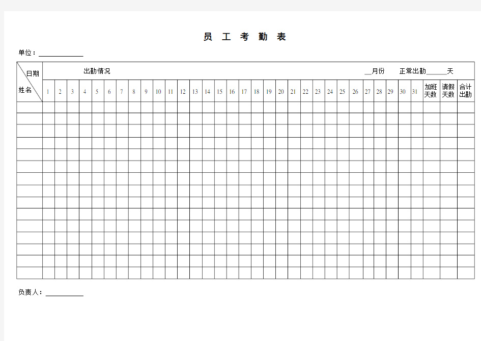 酒店考勤表