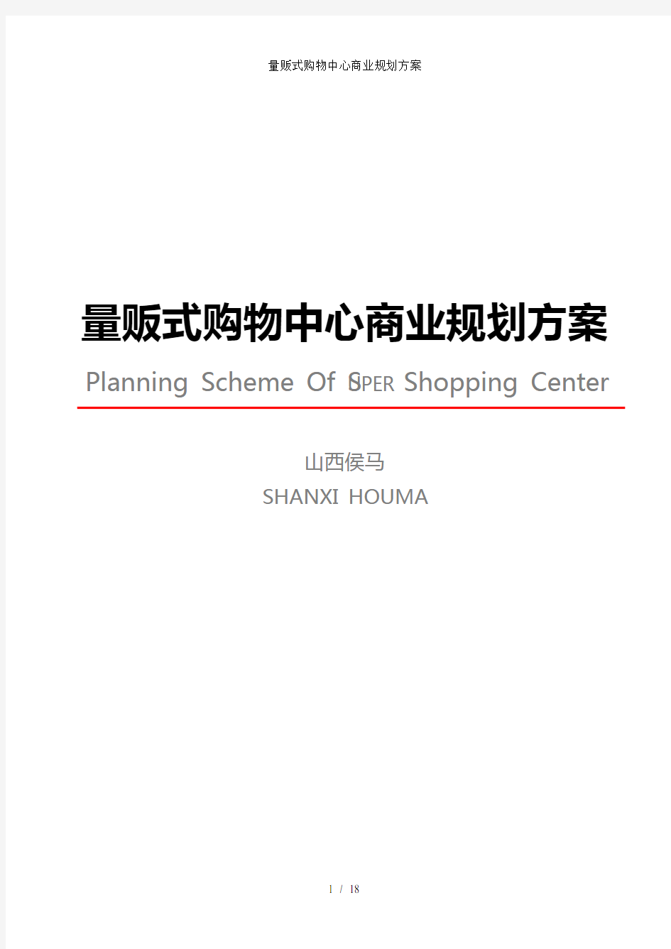 量贩式购物中心商业规划方案