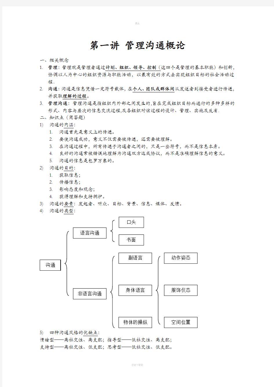 管理沟通复习提纲