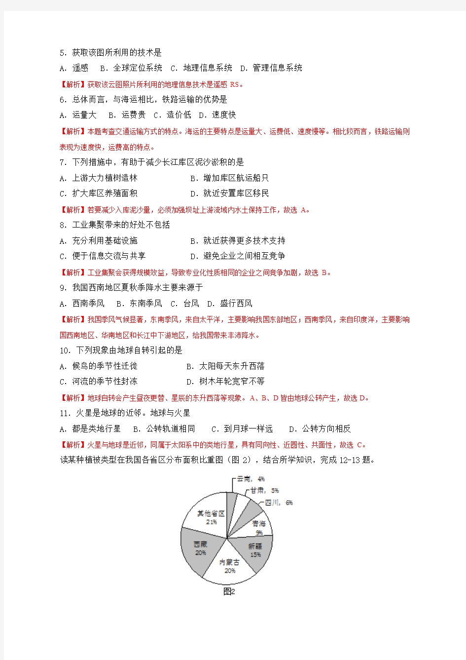 2015年6月广东省普通高中学业水平考试地理试卷