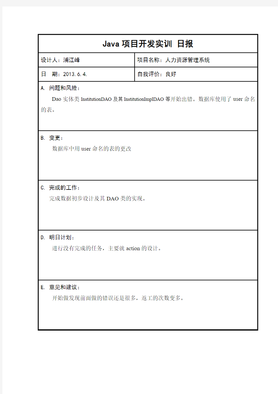 Java项目开发实训 日报 2