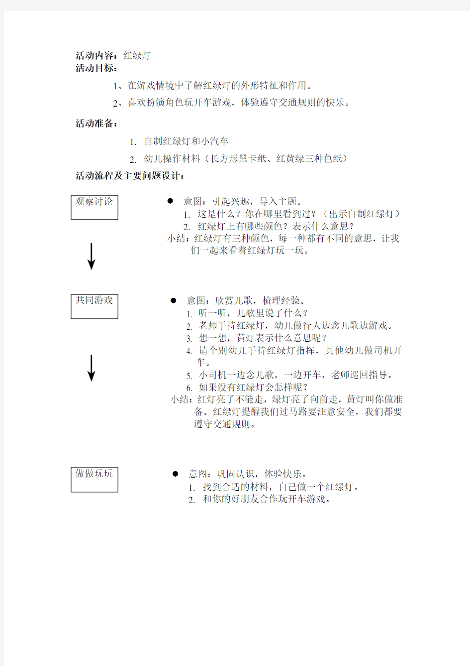 小班活动：红绿灯