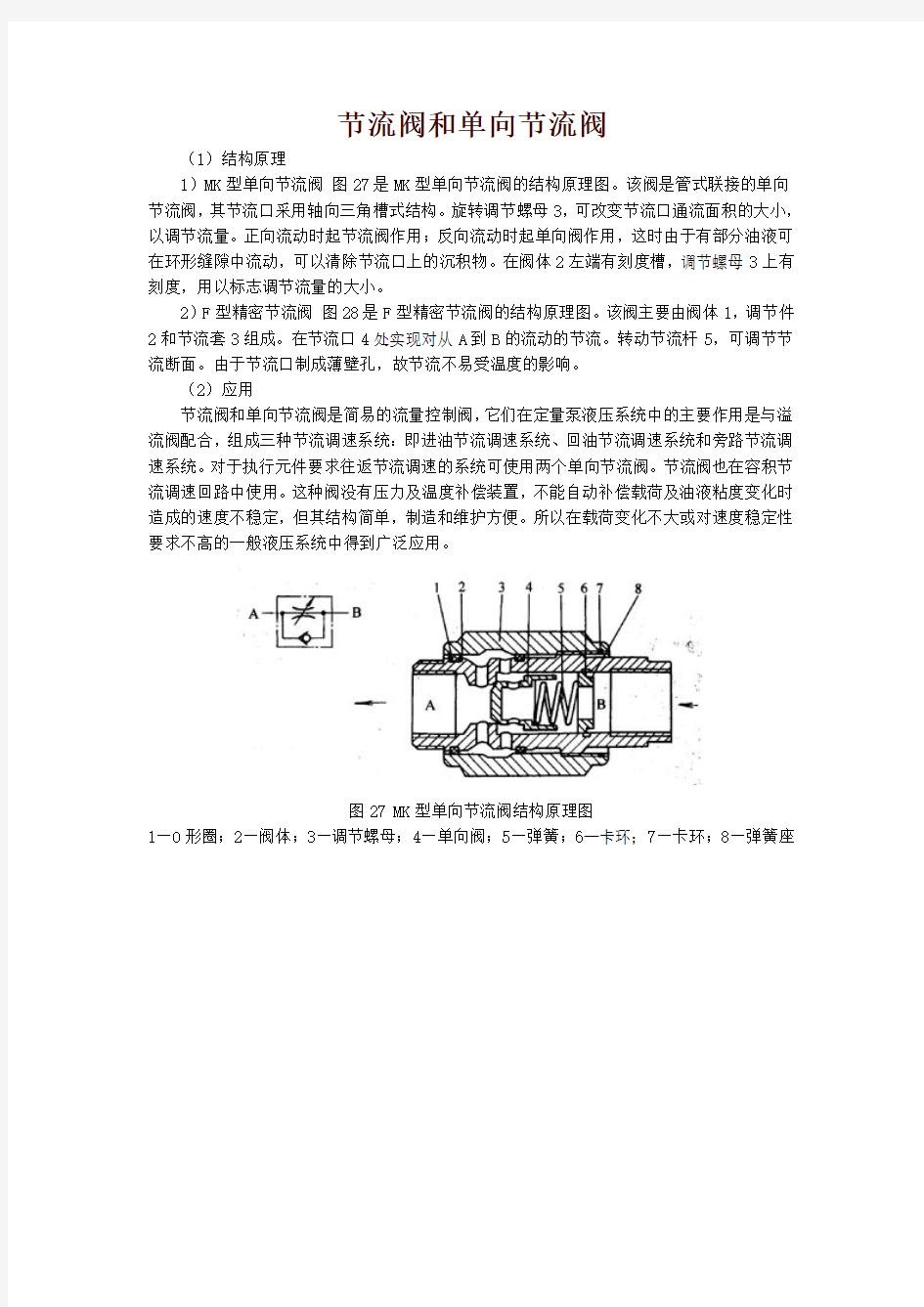 节流阀和单向节流阀