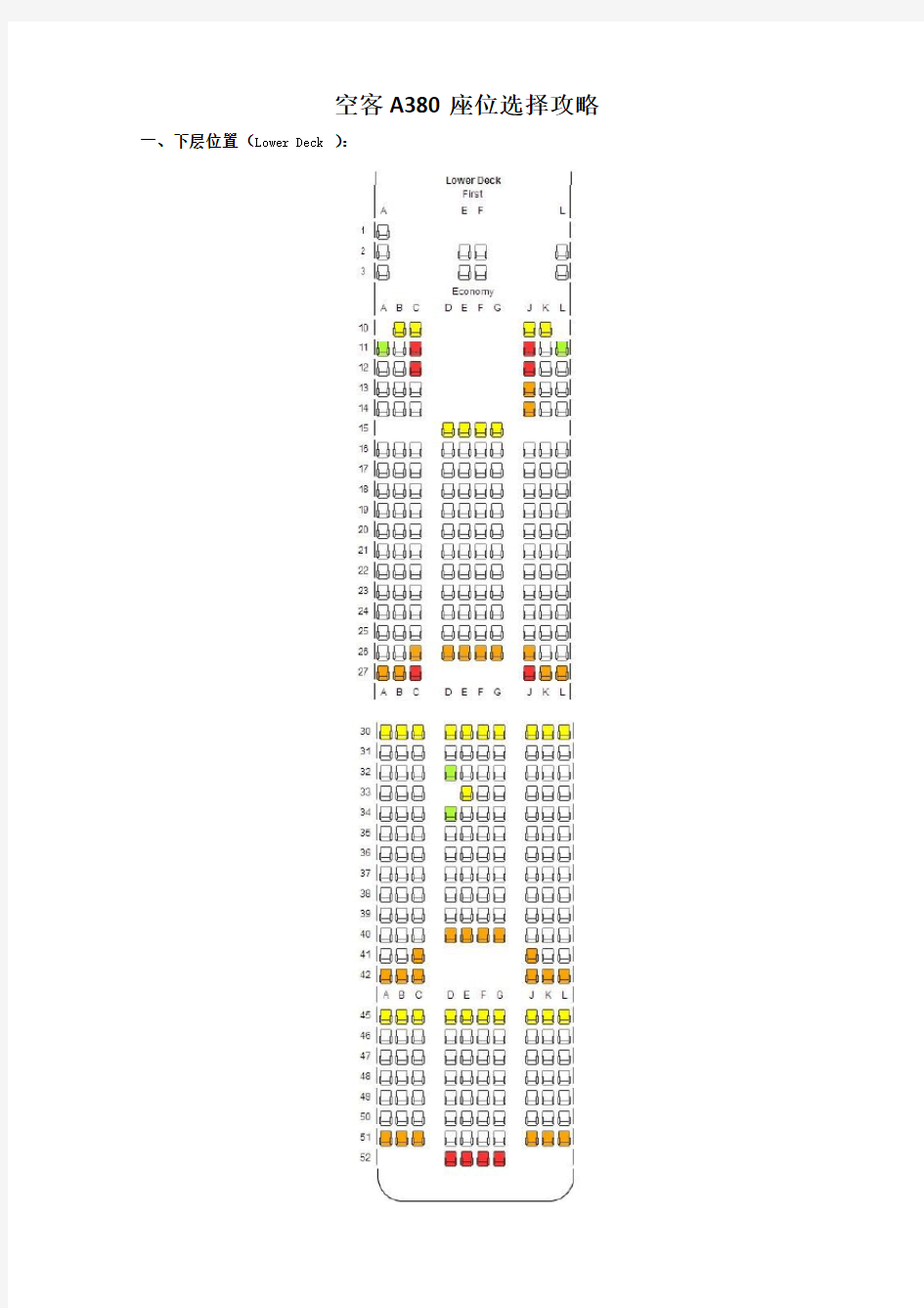 空客A380座位选择攻略