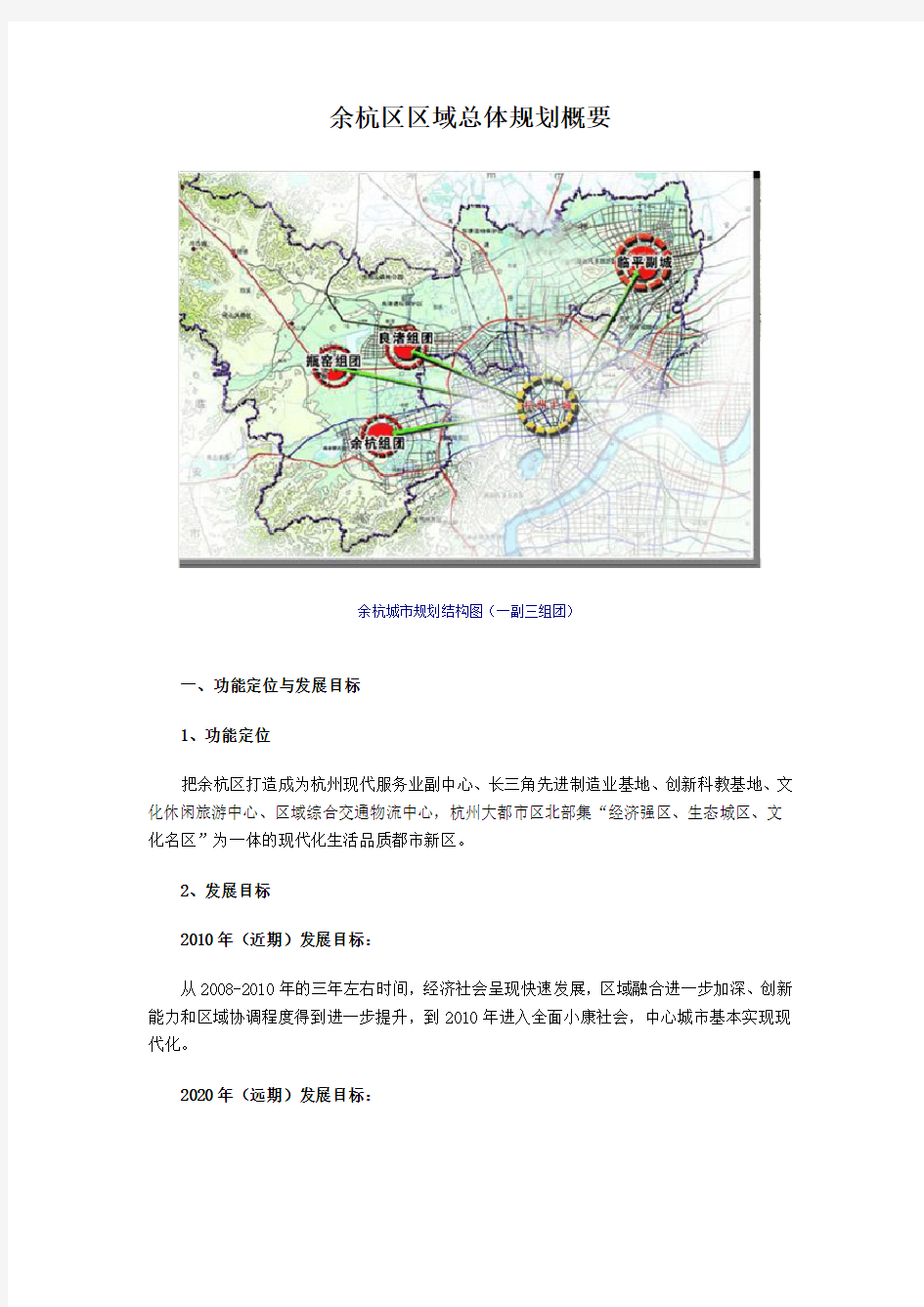 余杭区区域总体规划概要