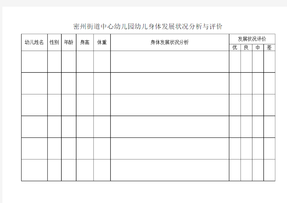 幼儿身体发展状况分析与评价