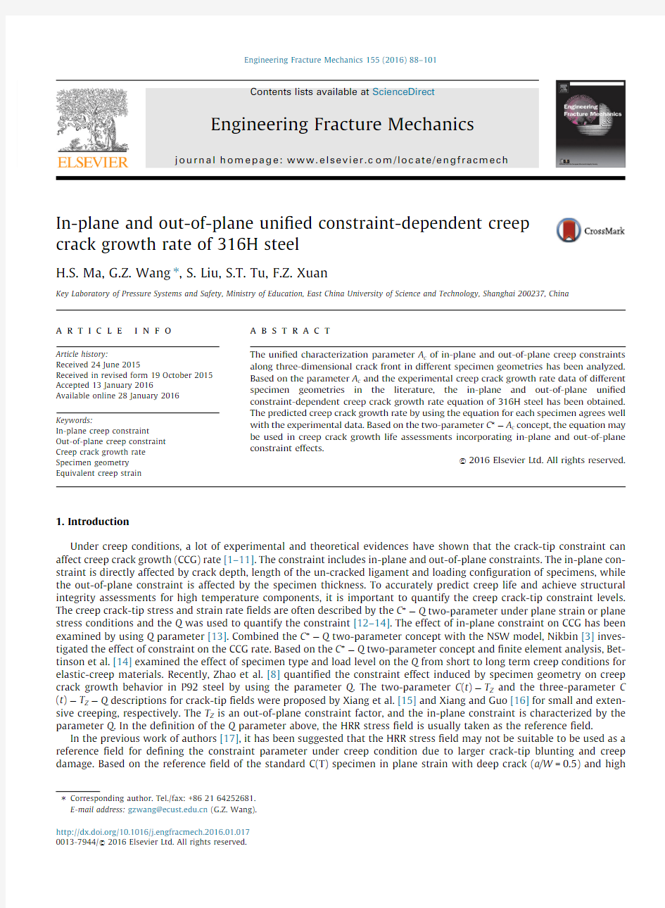 In-plane and out-of-plane unified constraint-dependent creep crack growth rate of 316H steel