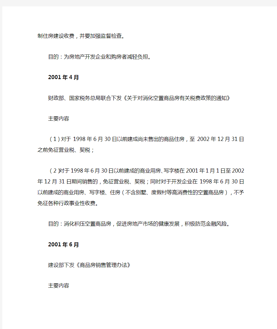 2000年—2010年中国房地产政策大事记
