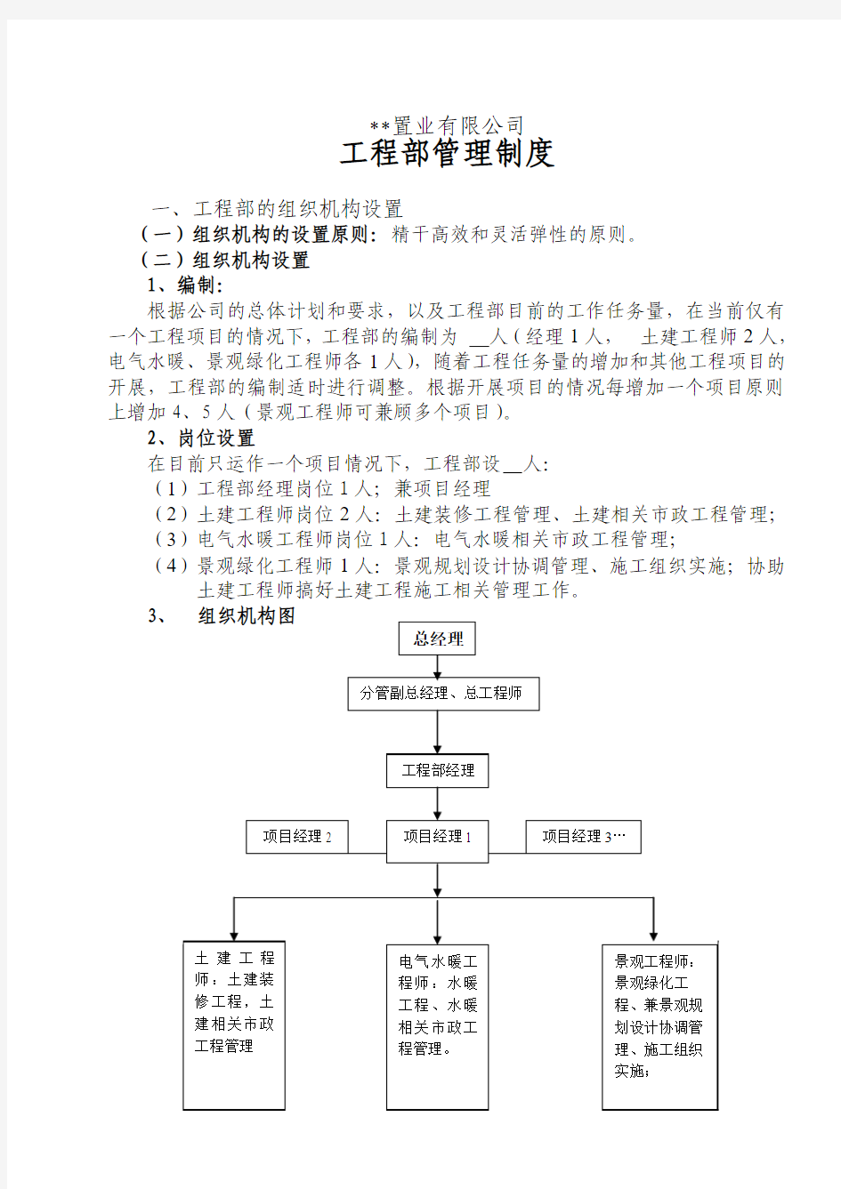 房地产公司工程部管理制度