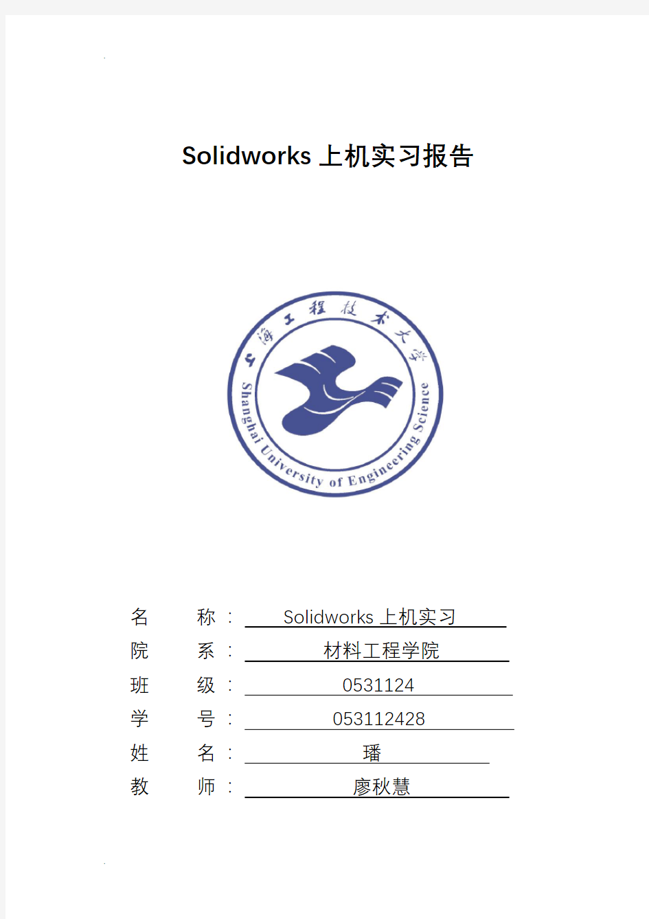 Solidworks实习报告