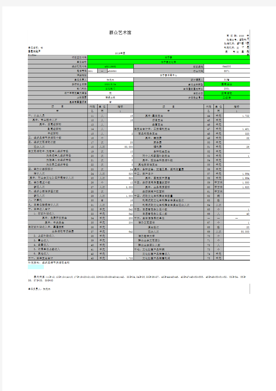2019群众艺术馆、文化馆基本情况年报