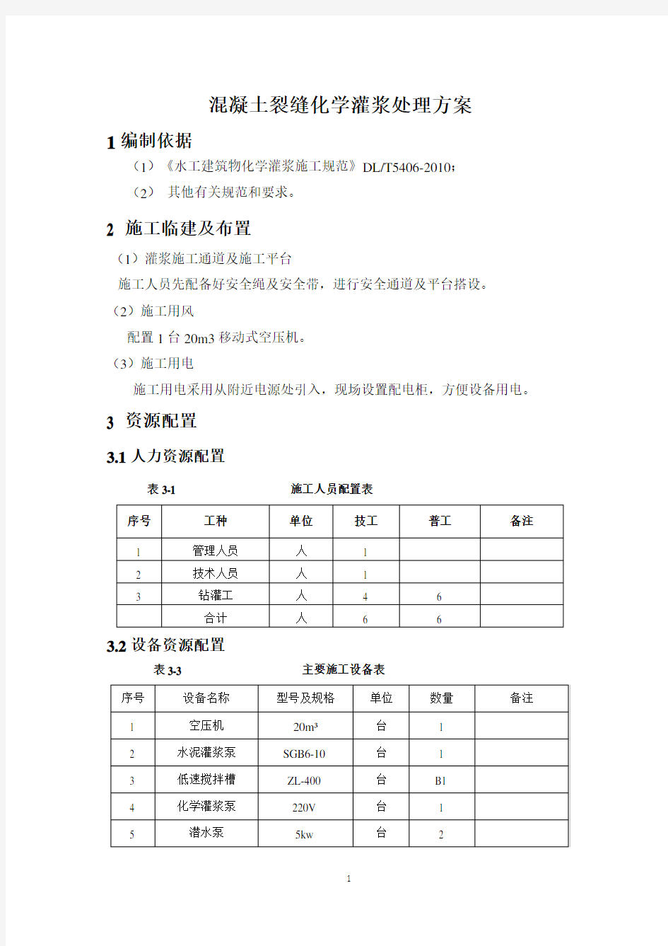 混凝土裂缝化学灌浆处理方案