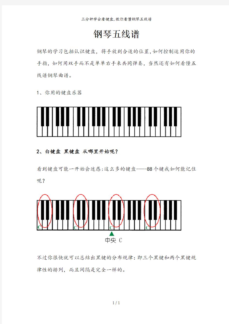 三分钟学会看键盘,教你看懂钢琴五线谱